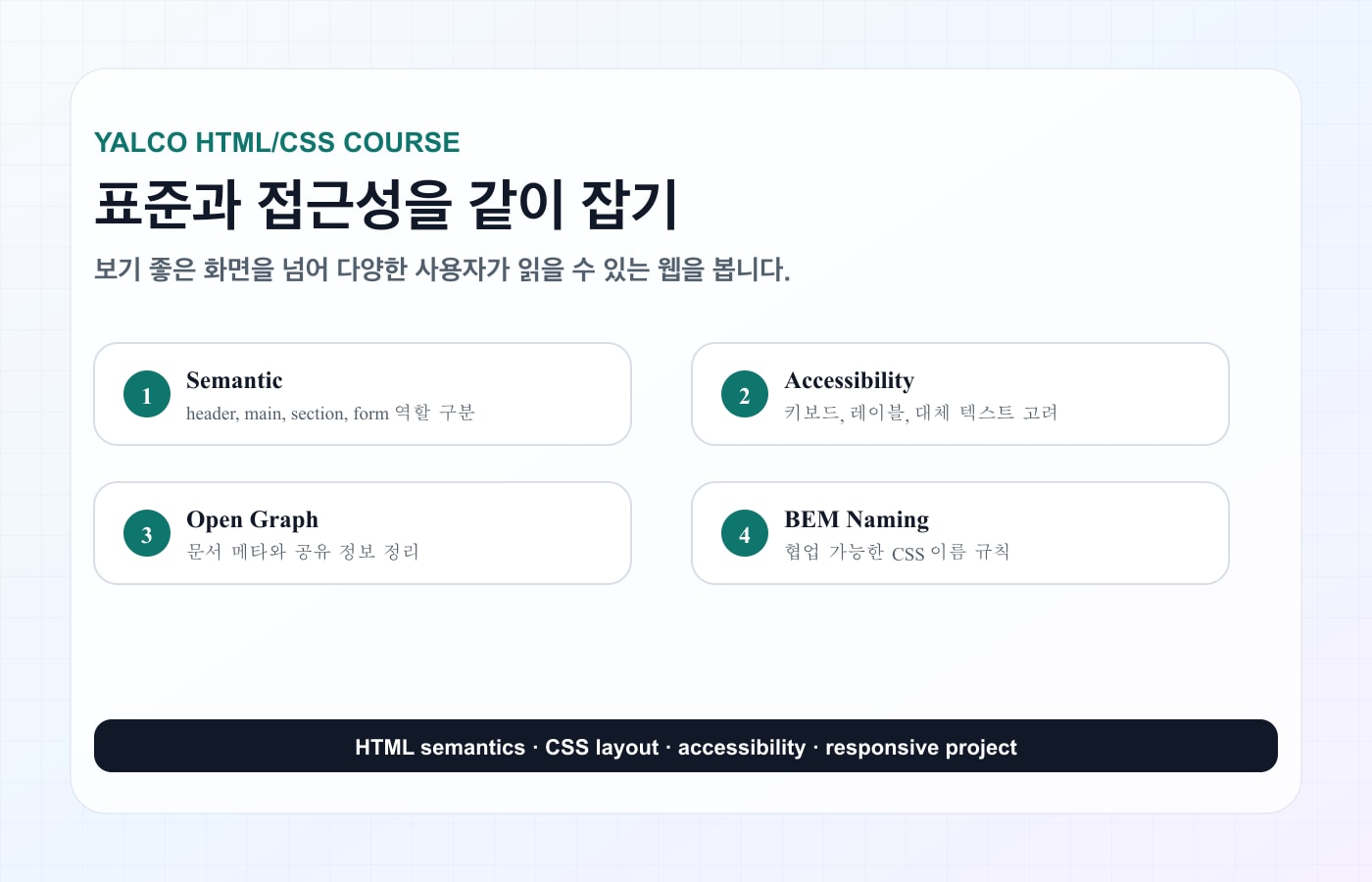 시멘틱 태그와 웹 접근성 체크리스트 이미지